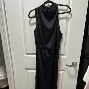 Elegant Black Cowl Neck Dress